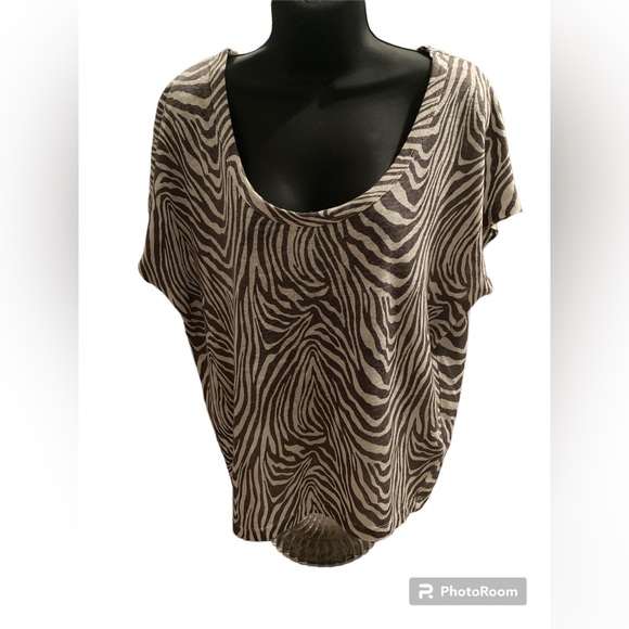 Banana Republic 100% Linen Brown Zebra Print Top. Size Small. - Picture 7 of 10